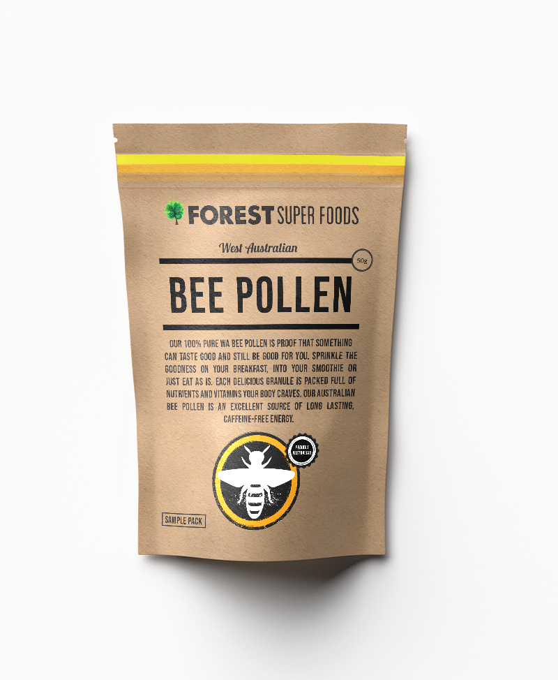 Mini Western Australian Bee Pollen by Forest Super Foods with nutrient-rich granules for slow-release caffeine-free energy